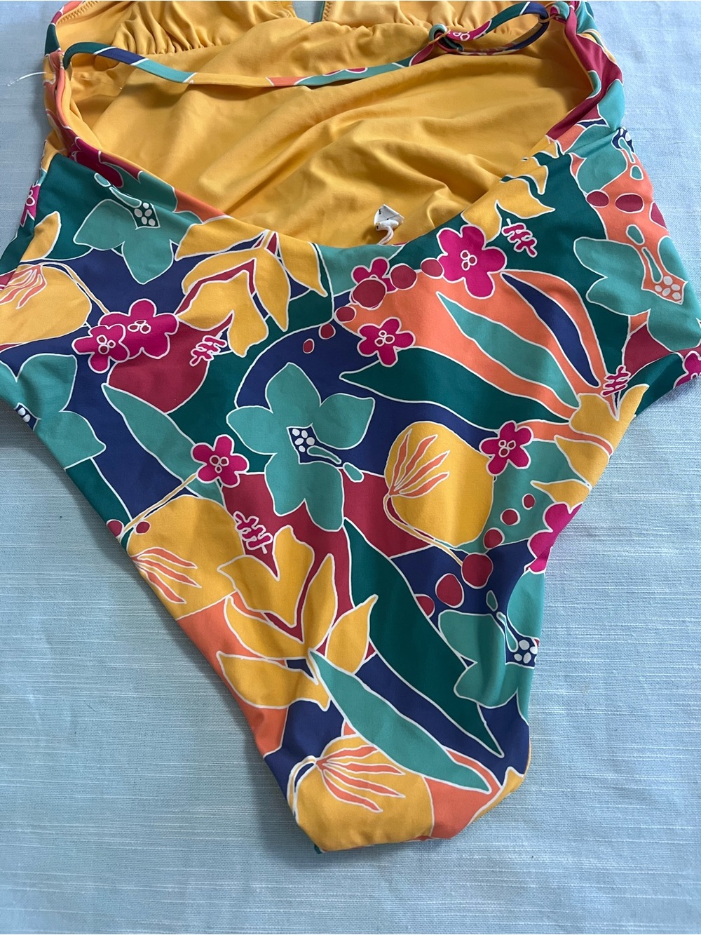 Marine Layer Plunge One Piece Swimsuit Medium Hibiscus Tropical Hawaiian Large - Picture 6 of 15